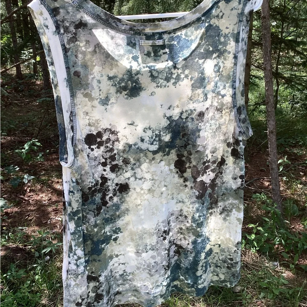 Simply Vera Vera Wang cream, green and black Sleeveless Tank Top - Picture 8 of 10